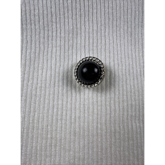 Oyrosy Sleeveless Ribbed Sweater Dress Womens SZ MED White Red W/Black Buttons - Picture 12 of 13